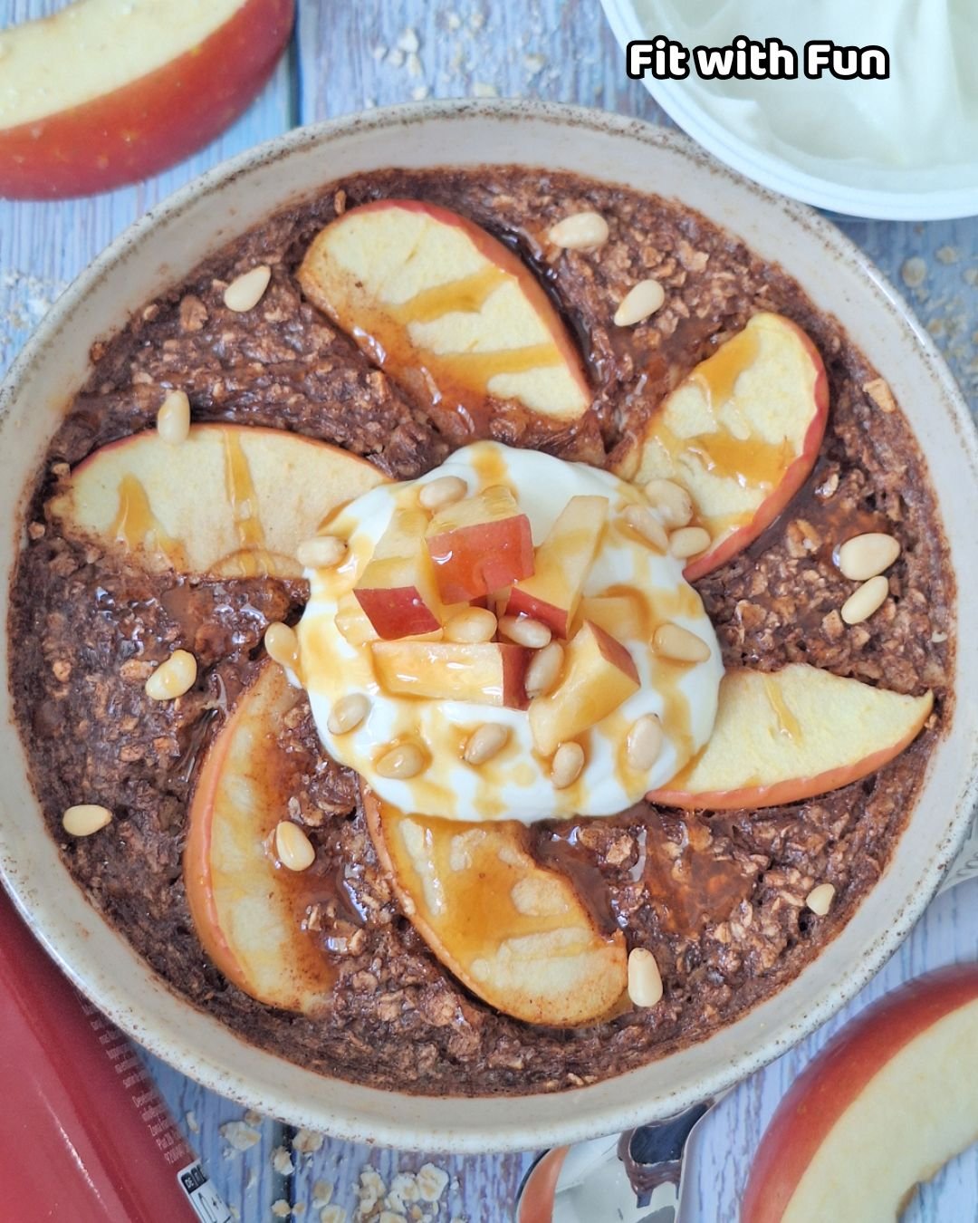 Porridge mele e cannella proteico in friggitrice o forno