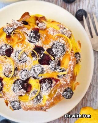 Torta yogurt greco e mirtilli con pasta fillo in friggitrice ad aria