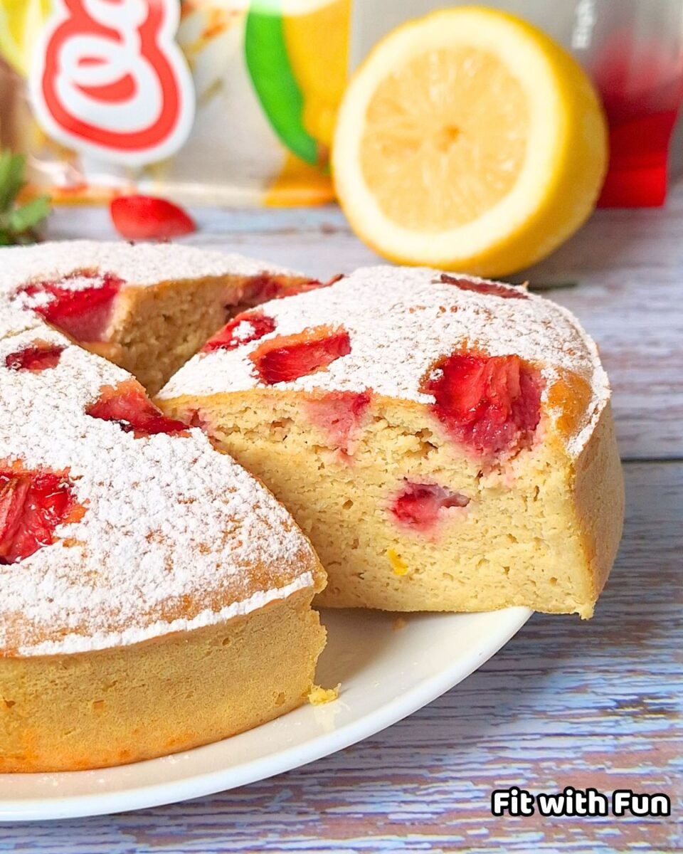 Torta Proteica Fragole Limone e Yogurt in Friggitrice ad Aria